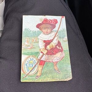 Vintage Clark's ONT Trade Card Child Illustration, aged backing patina.Will mail